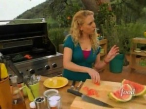 Jordan grills the watermelon